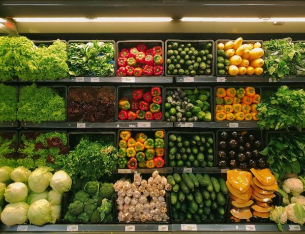 shelves of vegetables