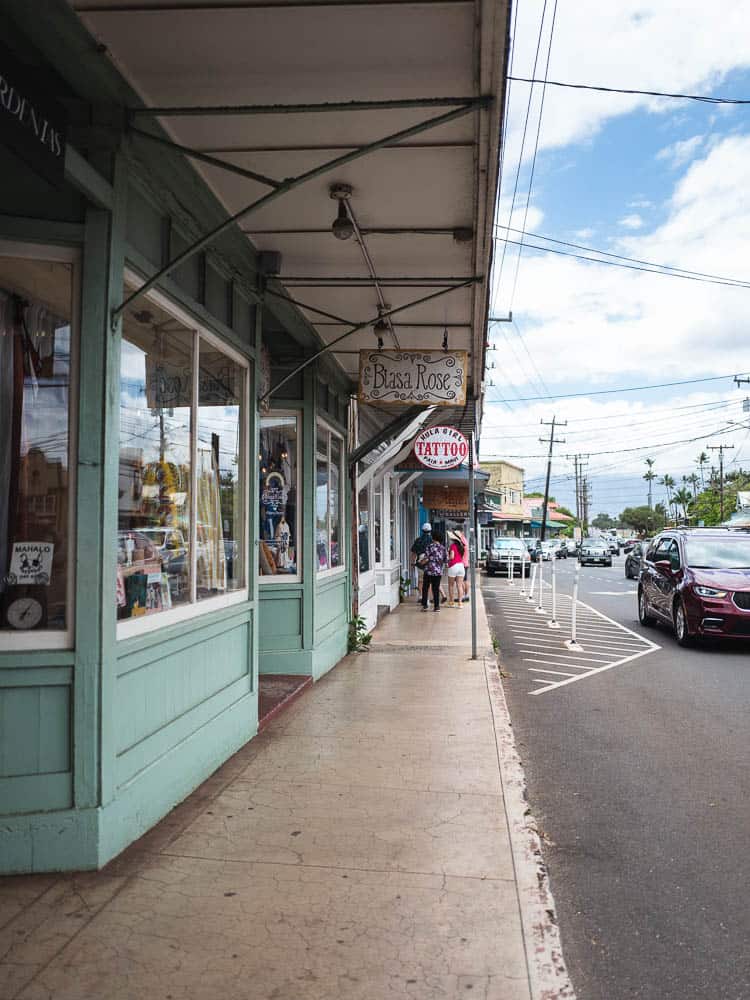 View of storefronts at Paia town.