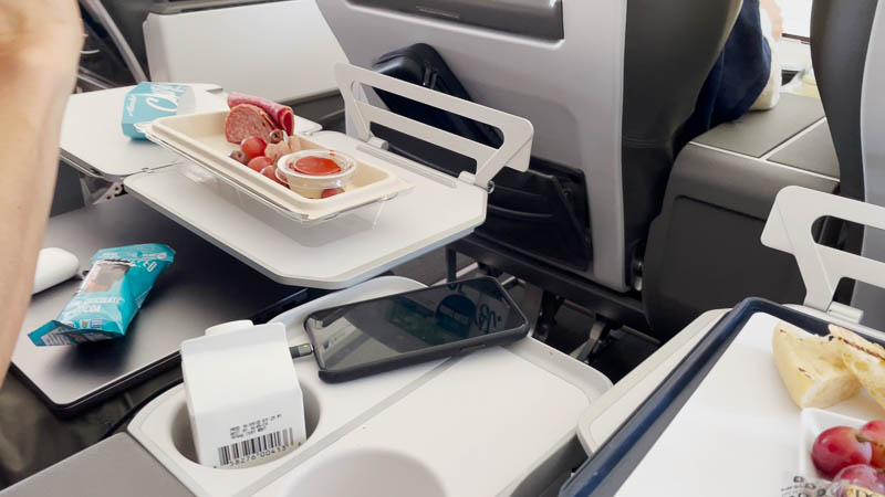 Food on airplane trays