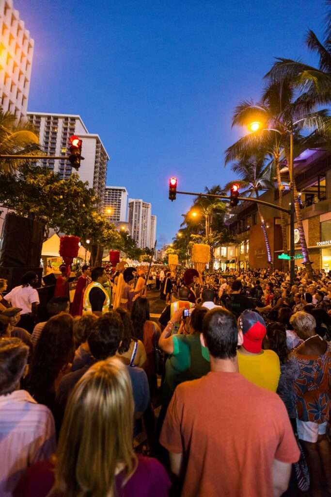 Crowd on the street at Oahu's Aloha Festival