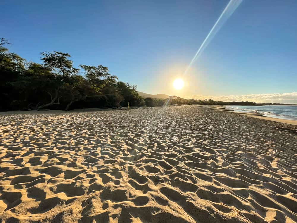 A view of the sand and sun at Big Beach, Makena State Park on Maui