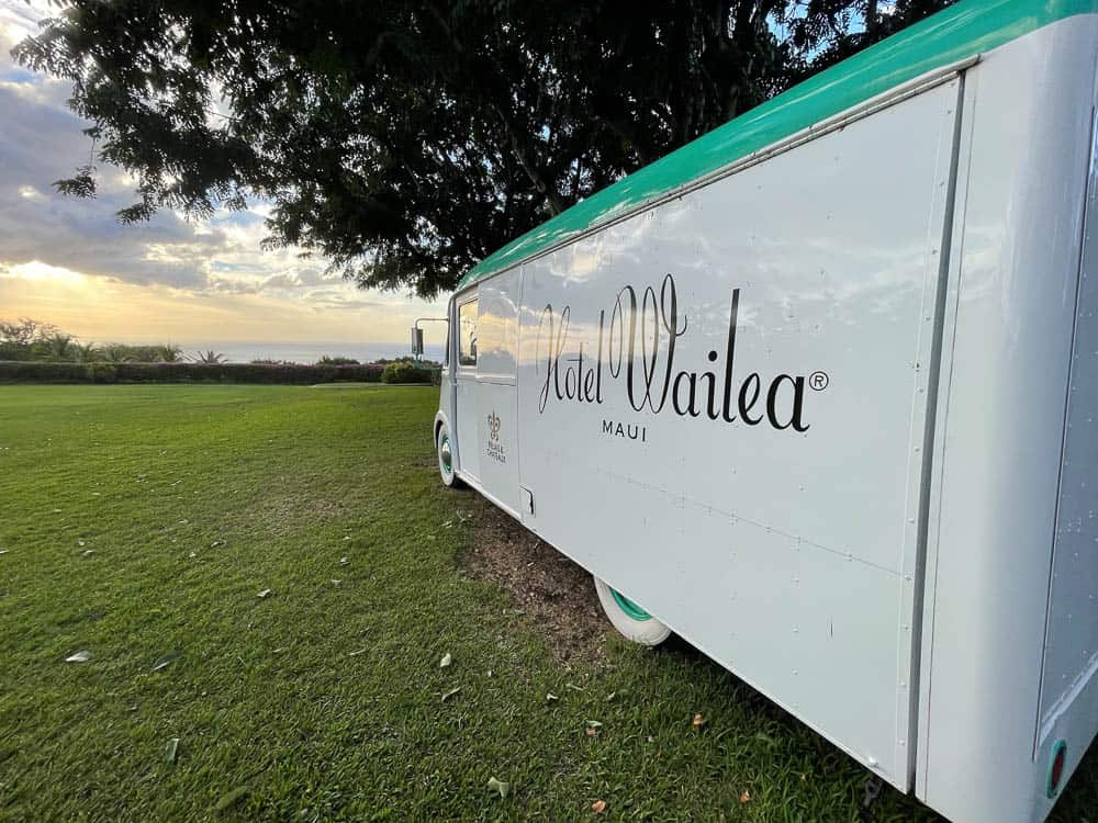 White truck on the grassy area at Hotel Wailea Maui