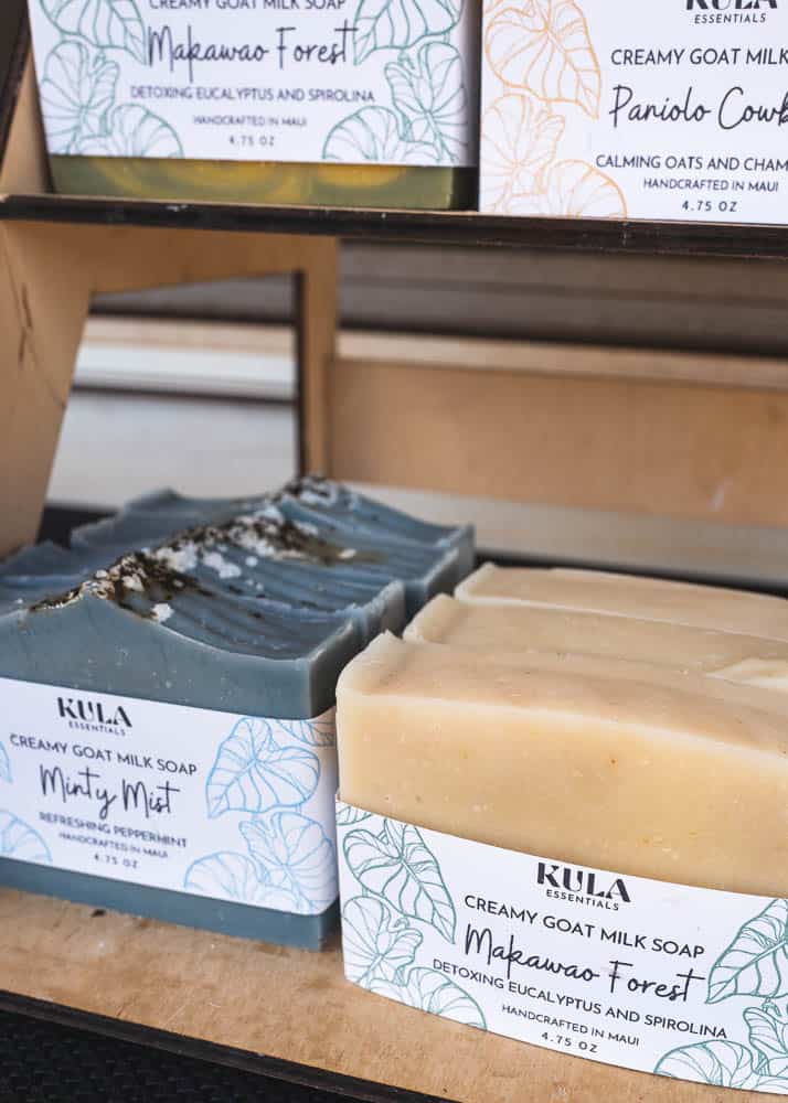 Bars of goat milk soap at Haleakala Creamery in Kula, Maui