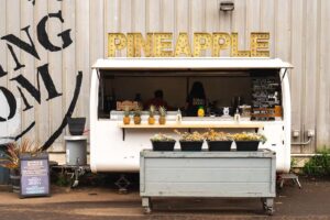 Pineapple trailer at the Maui Gold Pineapple tour, selling pineapple treats