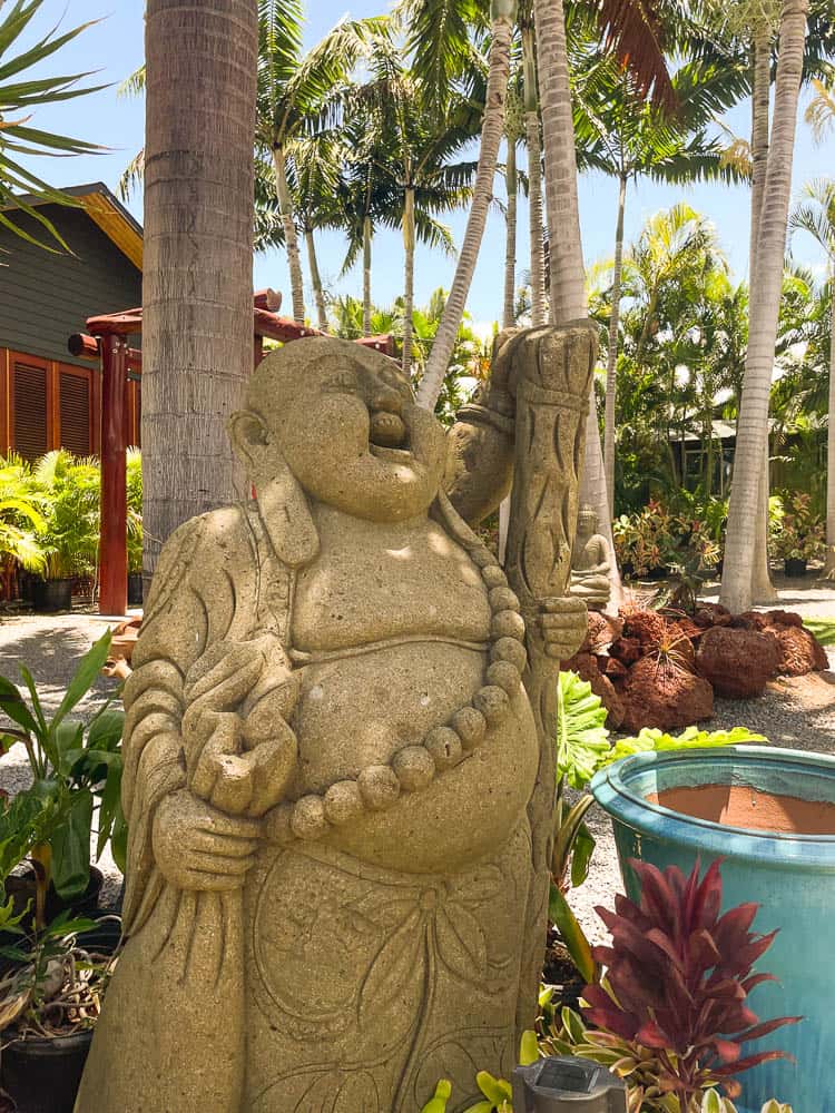 A stone statue at the South Maui Gardens in Kihei, Maui