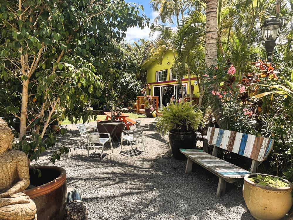 Seating and greenery at Kihei's South Maui Gardens