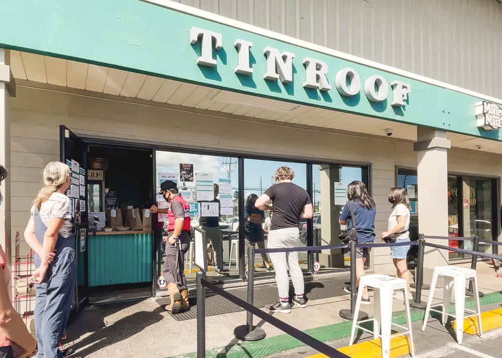 Exterior view of Tin Roof eatery at Kahului, Maui.